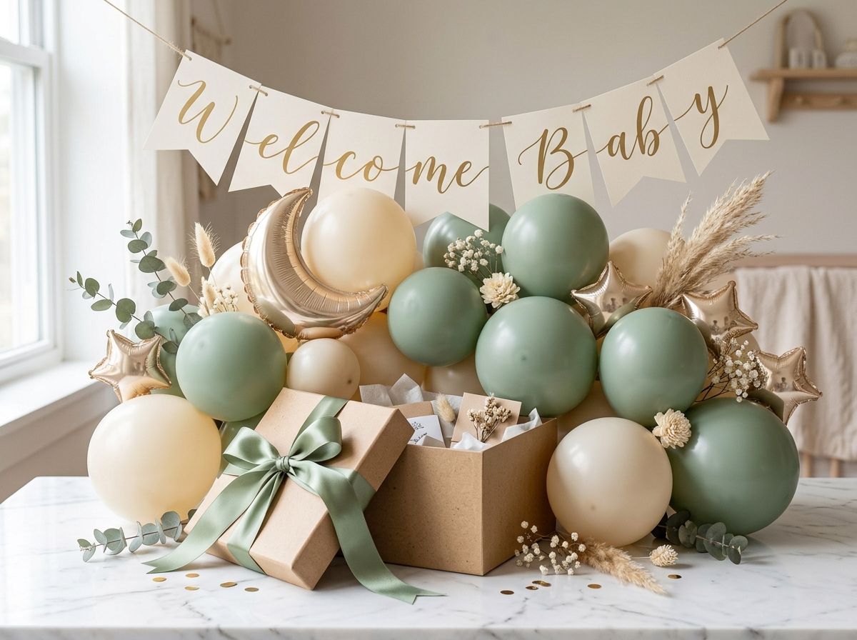 The Botanical Baby Shower Box Setup