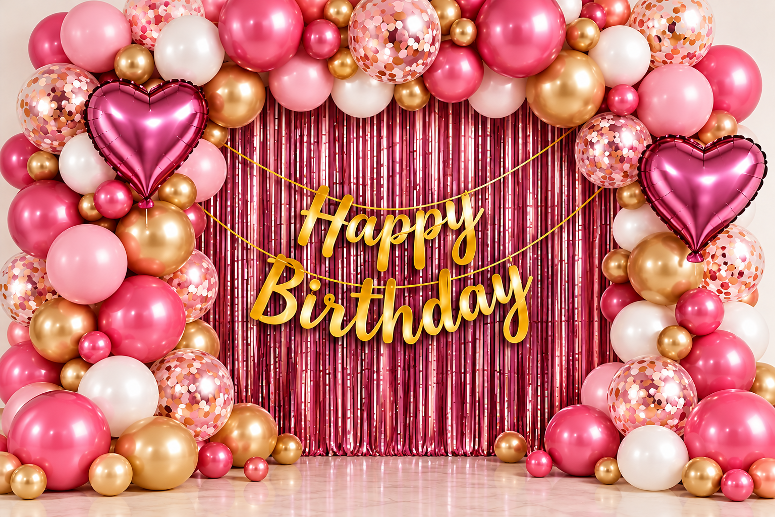 Rosé Shimmer Birthday Setup